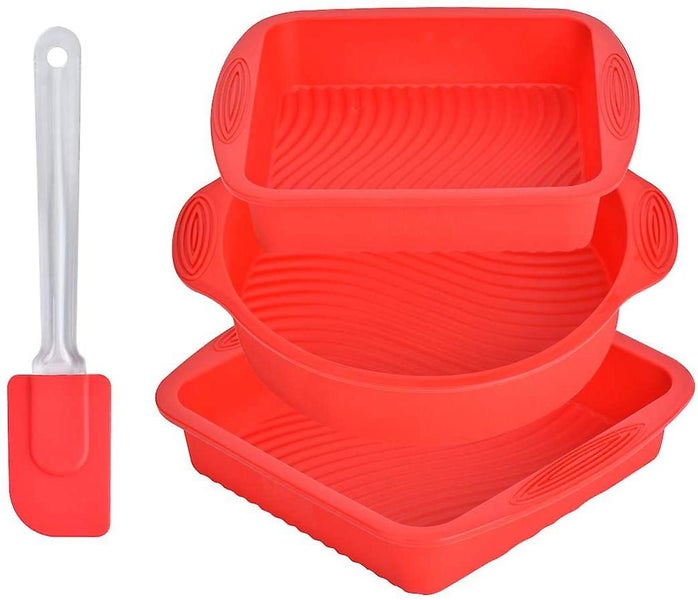 3 Pack Silicone Baking Pans Set Non-stick Cake Pan Bread/toast Pan Oil Brush S Carousel 2