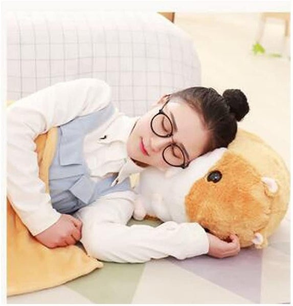 3 In 1 Cute Light Brown Plush Hamster Throw Pillow And Folding Air Conditionin Carousel 5