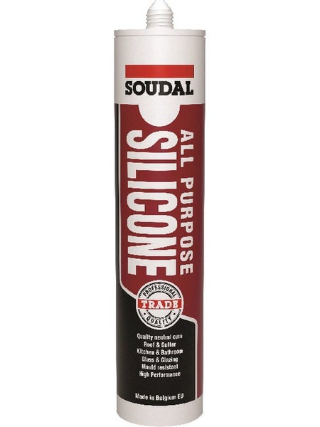 6 x Soudal All Purpose Silicone Sealant Cement Grey 300ml Carousel 2