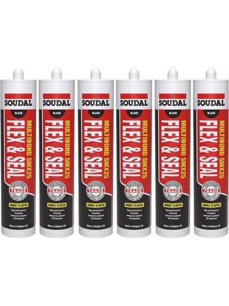 6 x Soudal Multibond SMX25 Flex and Seal Sealant Black 290ml Carousel 1