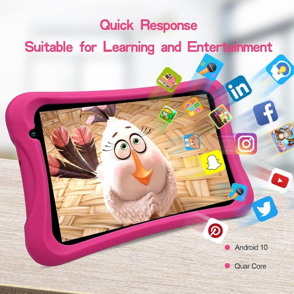 8 Inch Kids Tablet,Quad Core Android Tablet 64GB WiFi Bluetooth Tablet, Pink Carousel 2
