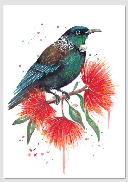 A2 Tui Bloom Limited Edition Print by Fiona Clarke ART- NZ artist Carousel 1