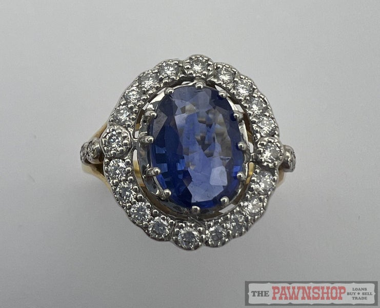 18ct Yellow Gold 2.48ct Sapphire and Diamond Cluster ~ $14,200! Carousel 2