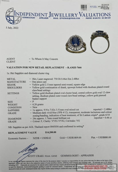 18ct Yellow Gold 2.48ct Sapphire and Diamond Cluster ~ $14,200! Carousel 10