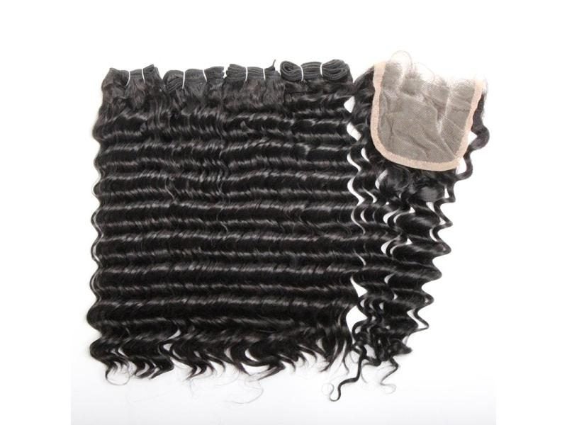 Double Drawn Curly Bundles 4x4 Lace Closure 8-14 Inch Hair Extensions Carousel 1