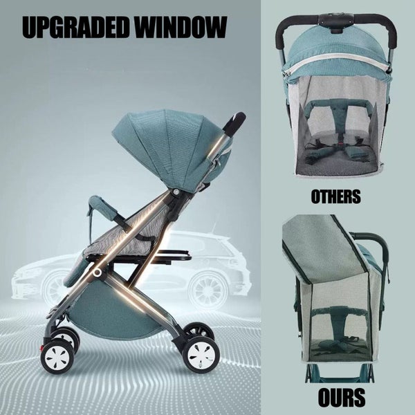 Light Blue Compact Baby Stroller Pram Easy Fold Travel Carry on Plane New Carousel 2