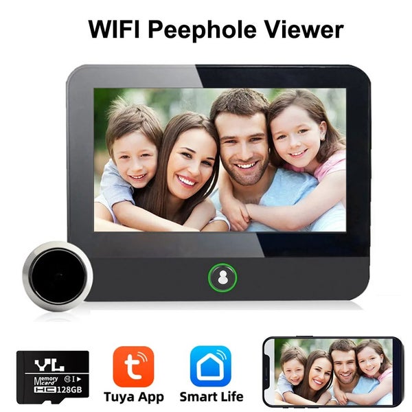 Home Security WIFI Smart Video Peephole Viewer 200W 1080P Doorbell Detection Carousel 2