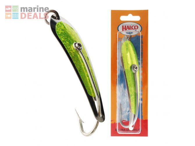 Halco Barra Sinking Spoon Lure Green Sparkler 6in… Carousel 1