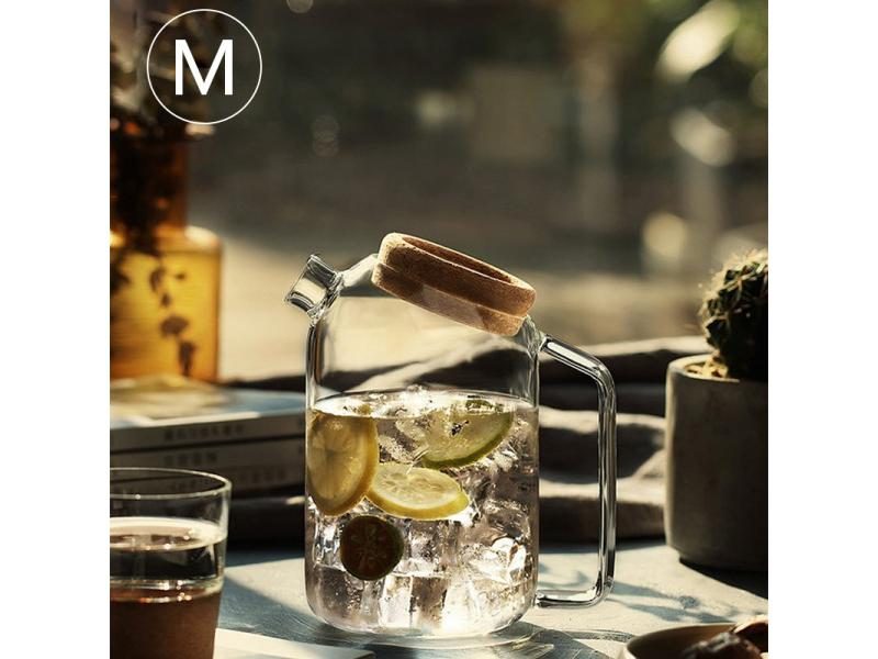 YMEEI Glass Cork Water Kettle With Wooden Cover Cork Lid Carousel 1