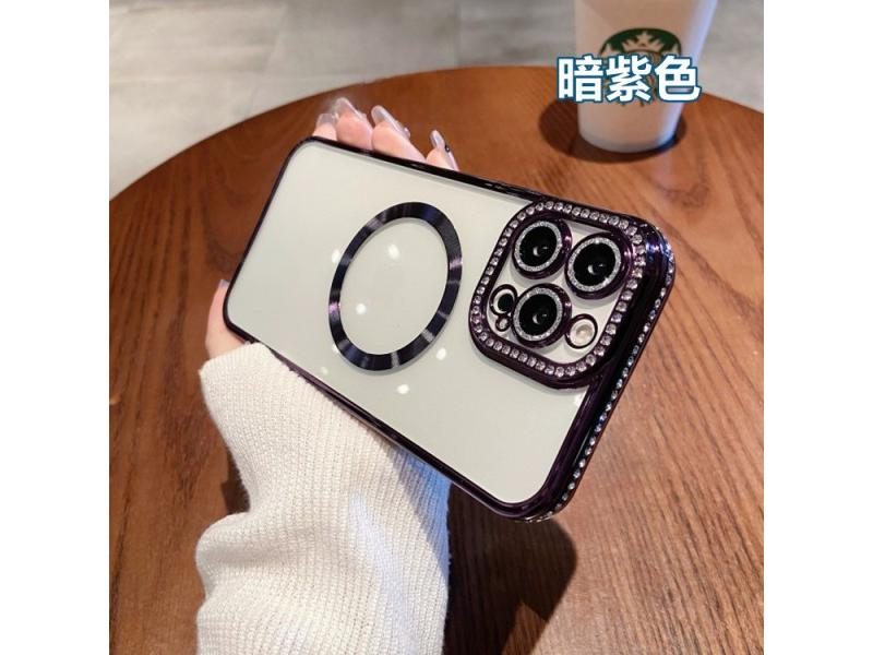 Clear Magnetic Case For Phone 12 Pro Max Case Full Camera Protection Rhinestone Carousel 1