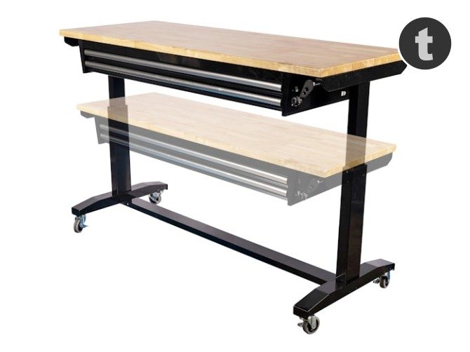 Workbench Height Adjustable 2 Drawer 157 x 61cm Carousel 1
