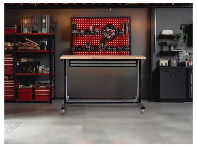 Workbench Height Adjustable 2 Drawer 157 x 61cm Carousel 13