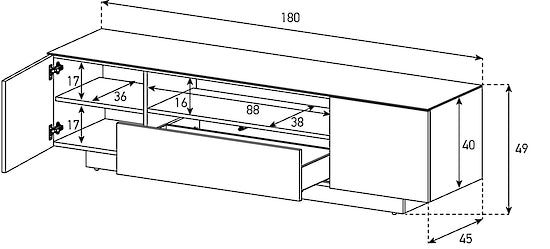 Sonorous 1800mm Value Series TV Cabinet - LB1830BNWNZ Carousel 5