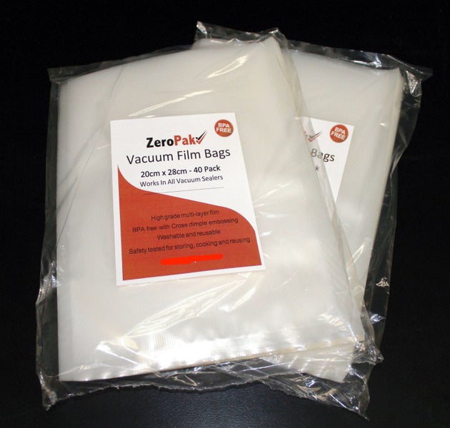 **ZEROPAK**VACUUM BAGS**20cm wide x 28cm long** TWO PACK** Carousel 1