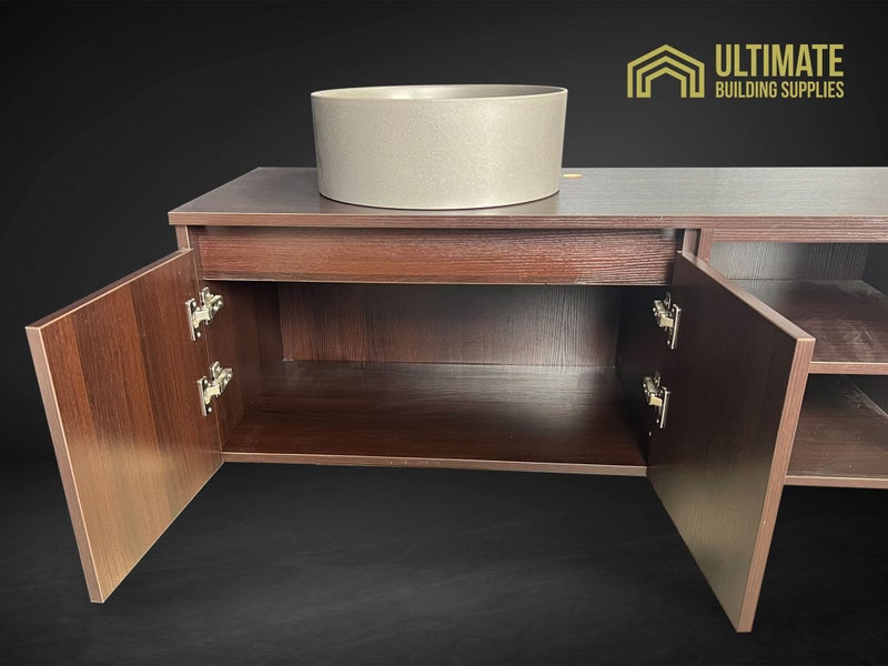 Ex-Showroom Plywood Vanity Dark woodgrain colour 1200W Carousel 2