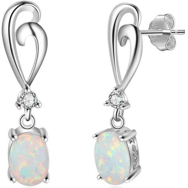 925 Sterling Silver Koru White Opal Earrings "Anneri" Carousel 1