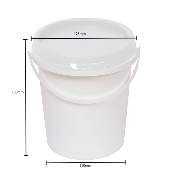Kitchee 10x 1.2L Plastic Buckets + Lids - Food Grade Empty White Tub With Handle Carousel 2