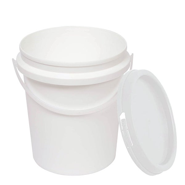 Kitchee 10x 1.2L Plastic Buckets + Lids - Food Grade Empty White Tub With Handle Carousel 3