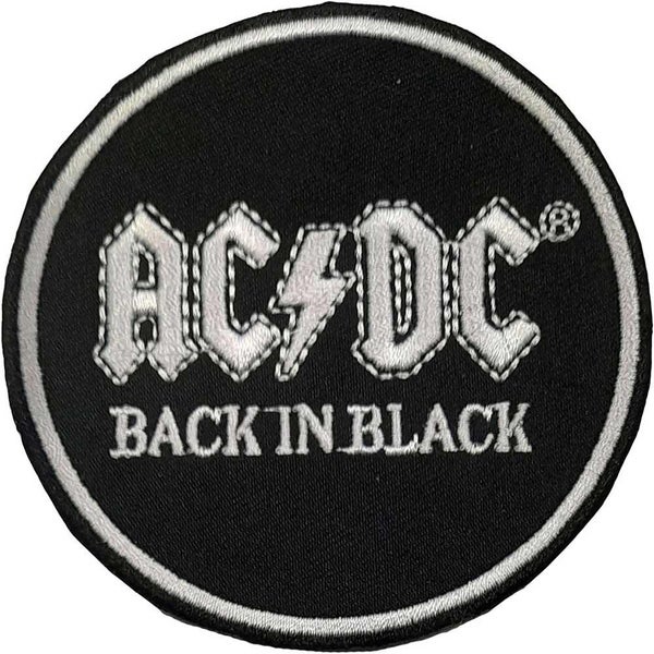AC/DC Back In Black Circle Iron On Patch Carousel 1