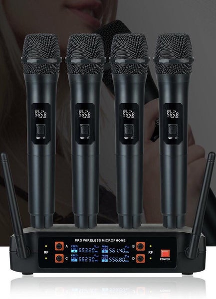 4 Channel UHF/VHF Microphone Receiver With 4 x Wireless Microphones63003281512321113