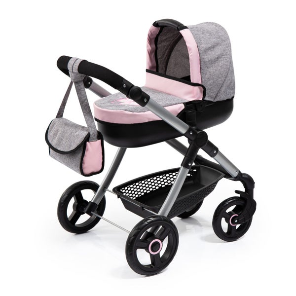 Bayer KD PRAM WITH HANDBAG - Pink & Grey Carousel 1