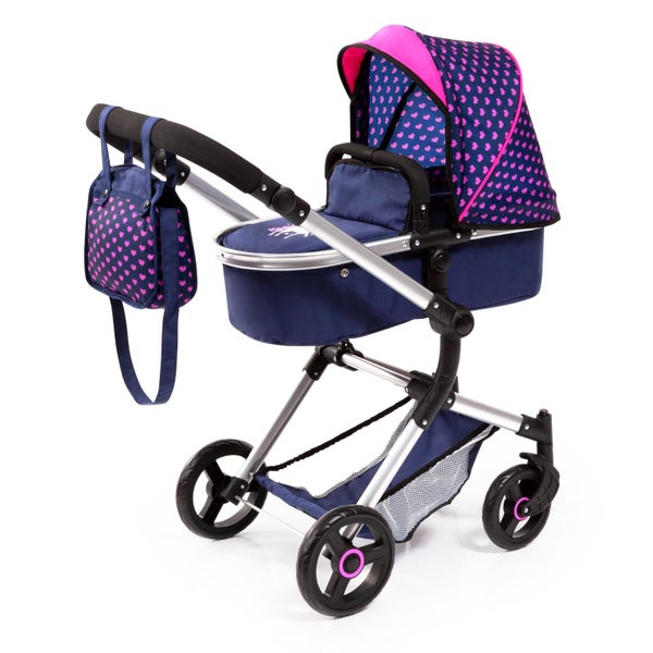 Bayer Neo Vario Combi Dolls Pram - Navy & Pink Carousel 1
