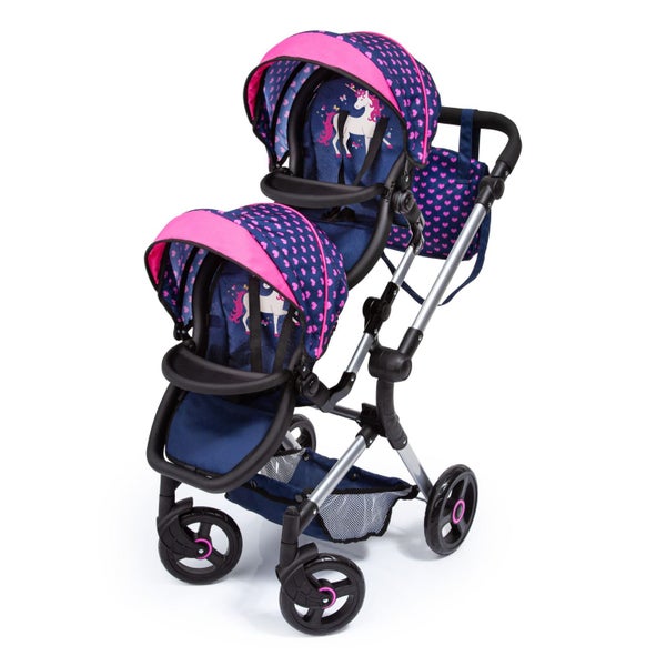 Bayer TWIN DOLLS PRAM Navy Carousel 1