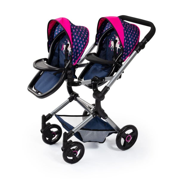 Bayer TWIN DOLLS PRAM Navy Carousel 2