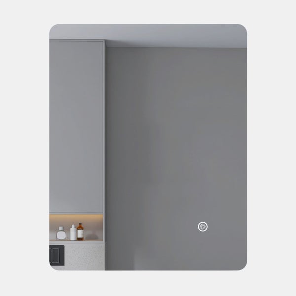LED mirror rectangle 600MM x 750MM Backlit with Demister Touch Switch 3 Colours Carousel 1