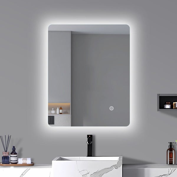 LED mirror rectangle 600MM x 750MM Backlit with Demister Touch Switch 3 Colours Carousel 2