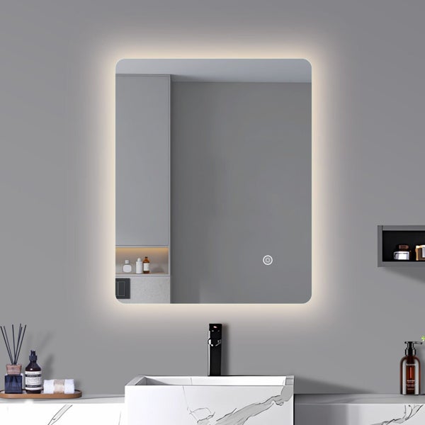 LED mirror rectangle 600MM x 750MM Backlit with Demister Touch Switch 3 Colours Carousel 4