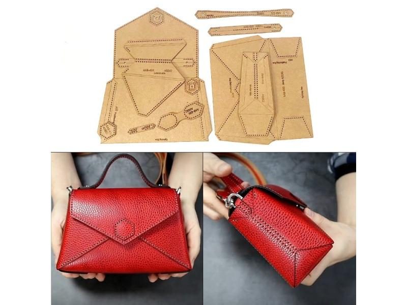 Sewing Pattern DIY Messenger Bag Kraft Paper Leather Handbag Sewing Template Carousel 1