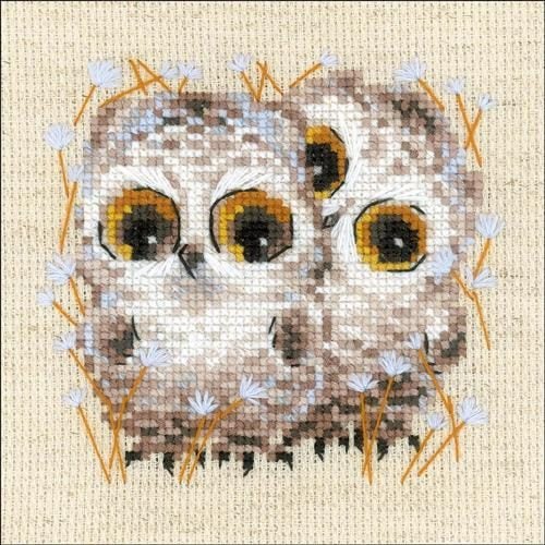 Riolis Counted Cross Stitch Kit 5"X5" - Little Owls Carousel 1