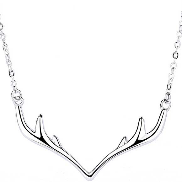 925 Sterling Silver Modern Necklace Deer Antlers "Velvet" Carousel 1