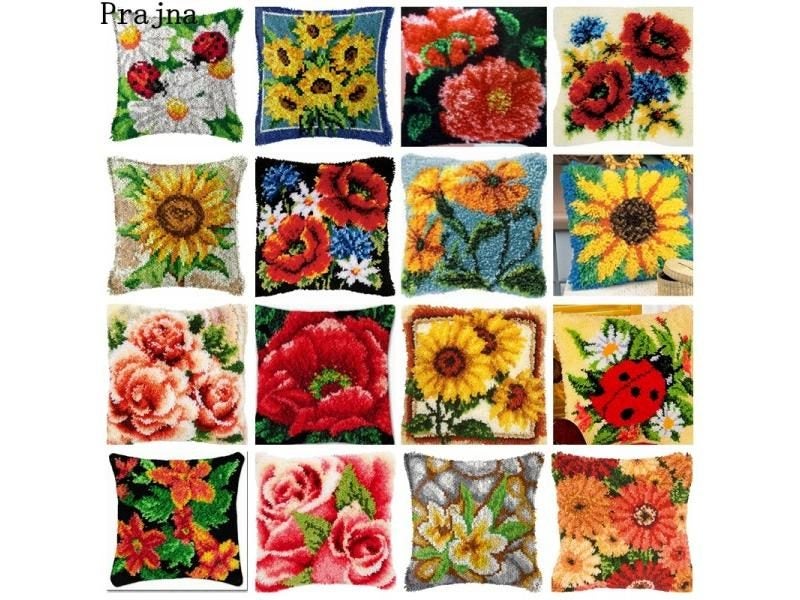 Flower Cushion Smyrna Button Embroidery Pillow Set Foamiran Included Carousel 2