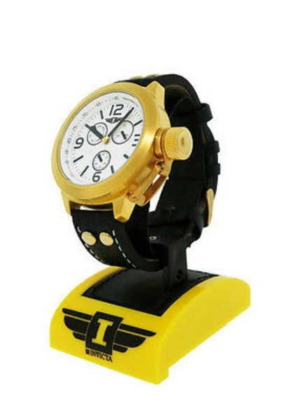 I by Invicta IBI70113-001 Men's Round Analog White Day Date Black Leather Watch Carousel 1