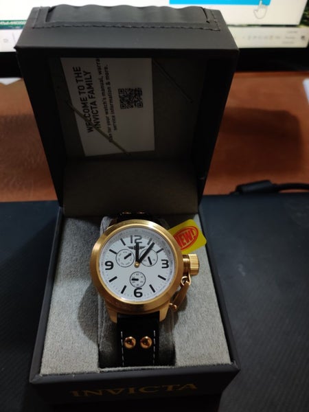 I by Invicta IBI70113-001 Men's Round Analog White Day Date Black Leather Watch Carousel 5