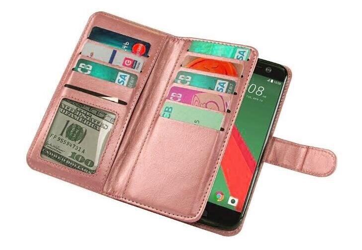 HTC Desire 10 Pro Double Wallet leather case 9 Card Slots Carousel 2