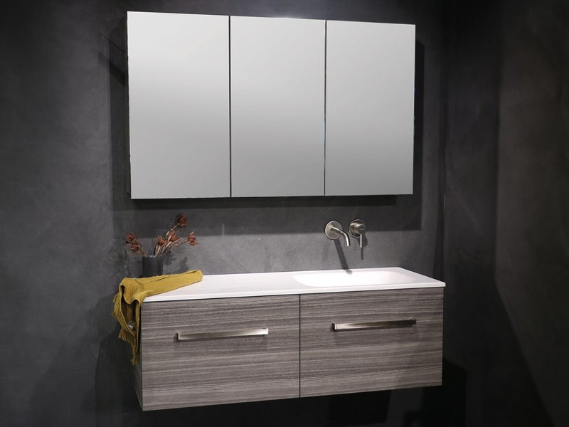 Reflex 1200 Vanity + Mirror Cabinet in Smoked Eucalyptus *Ex-Display* Was $4598 Carousel 1