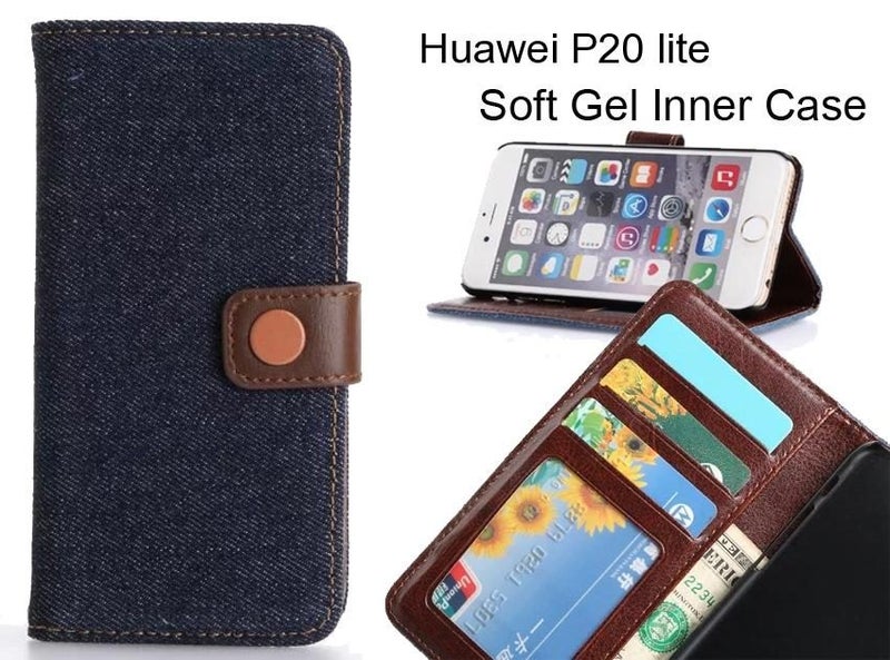 Huawei P20 lite case ultra slim retro jeans wallet case Carousel 1
