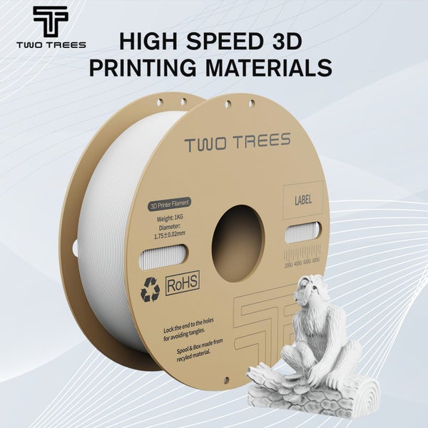 White 3D Printer PLA Filament Pro 1.75mm Hyper Flexible Cardboard Spool Printing Carousel 1