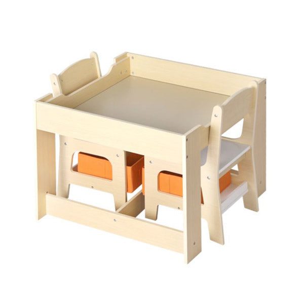 Kids Table And Chairs Set Storage Box Toys Play Desk Wooden Study Carousel 2