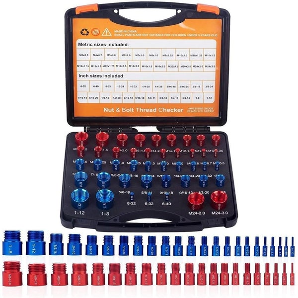 Thread Checker 44PCS Nut and Bolt Inch and Metric Screw Thread Identifier Gauge Carousel 1