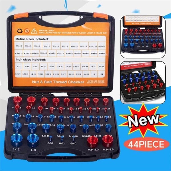 Thread Checker 44PCS Nut and Bolt Inch and Metric Screw Thread Identifier Gauge Carousel 2