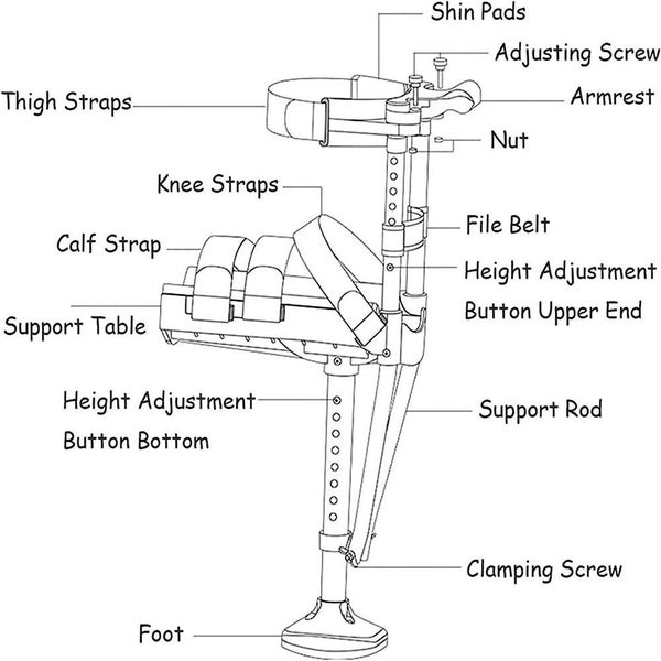 Hands-Free Knee Crutch Single Leg Telescopic Knee Walker Anti Skid Walking Aids Carousel 10
