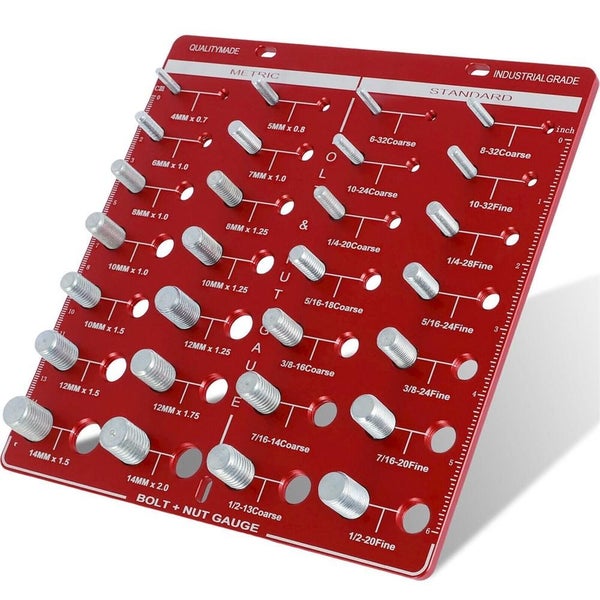 28 Thread Checker Nut and Bolt Size Screw Identifier Gauge with Standard Metric Carousel 1