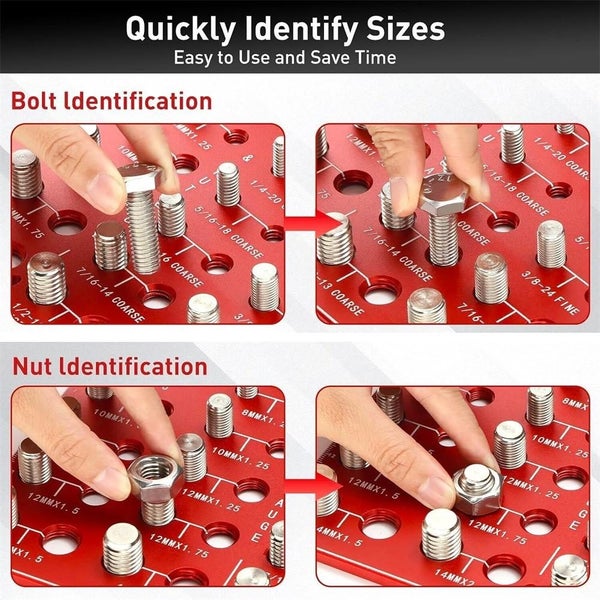 28 Thread Checker Nut and Bolt Size Screw Identifier Gauge with Standard Metric Carousel 2