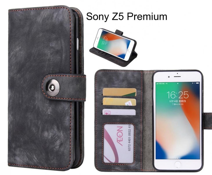 Sony Z5 Premium case retro leather wallet case Carousel 1
