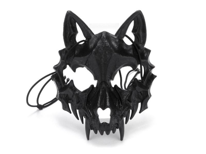Halloween Half-face Mask Cos Dragon God Tiger Night Fork Tengu Man Wolf Carousel 1