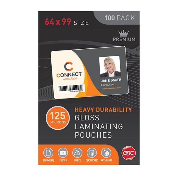 Gbc Laminating Pouch 64X99Mm 125 Micron Pk100 BL125M64X99 Carousel 1